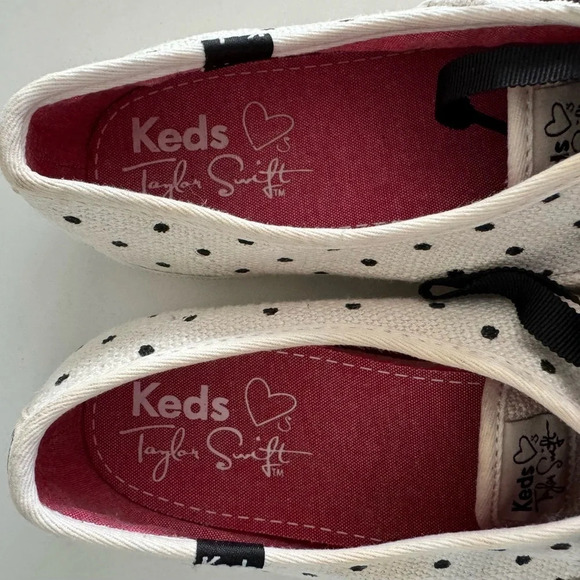 ❤️Taylor Swift KEDS off white black polka dot ribbon lace shoes sneakers 7 heart - Picture 4 of 7